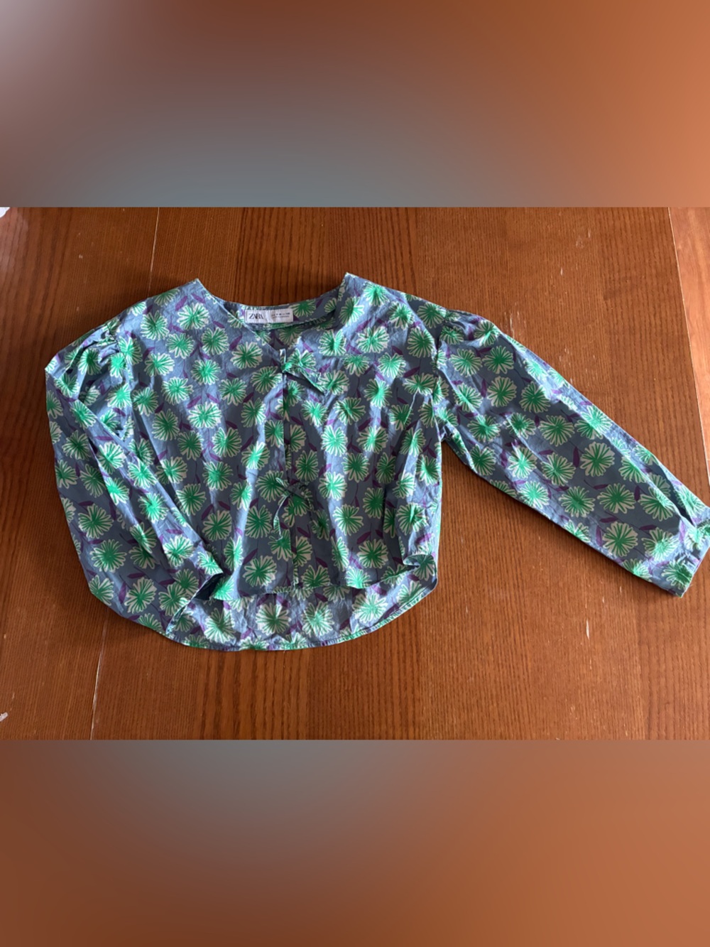 Girls Zara Floral Long-Sleeve Top Linen Top